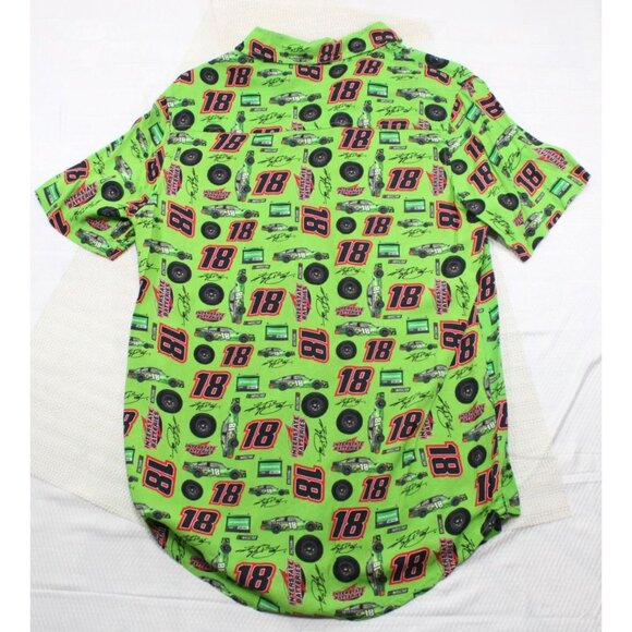 Kyle Busch #18 NASCAR Racing Button-Up Shirt Green Nascar All Over Graphics - Picture 9 of 9